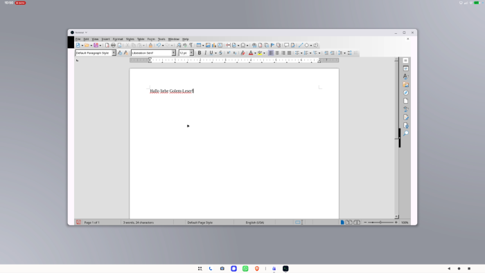 Libreoffice lässt sich - einmal gestartet - problemlos nutzen. (Screenshot: Golem.de)